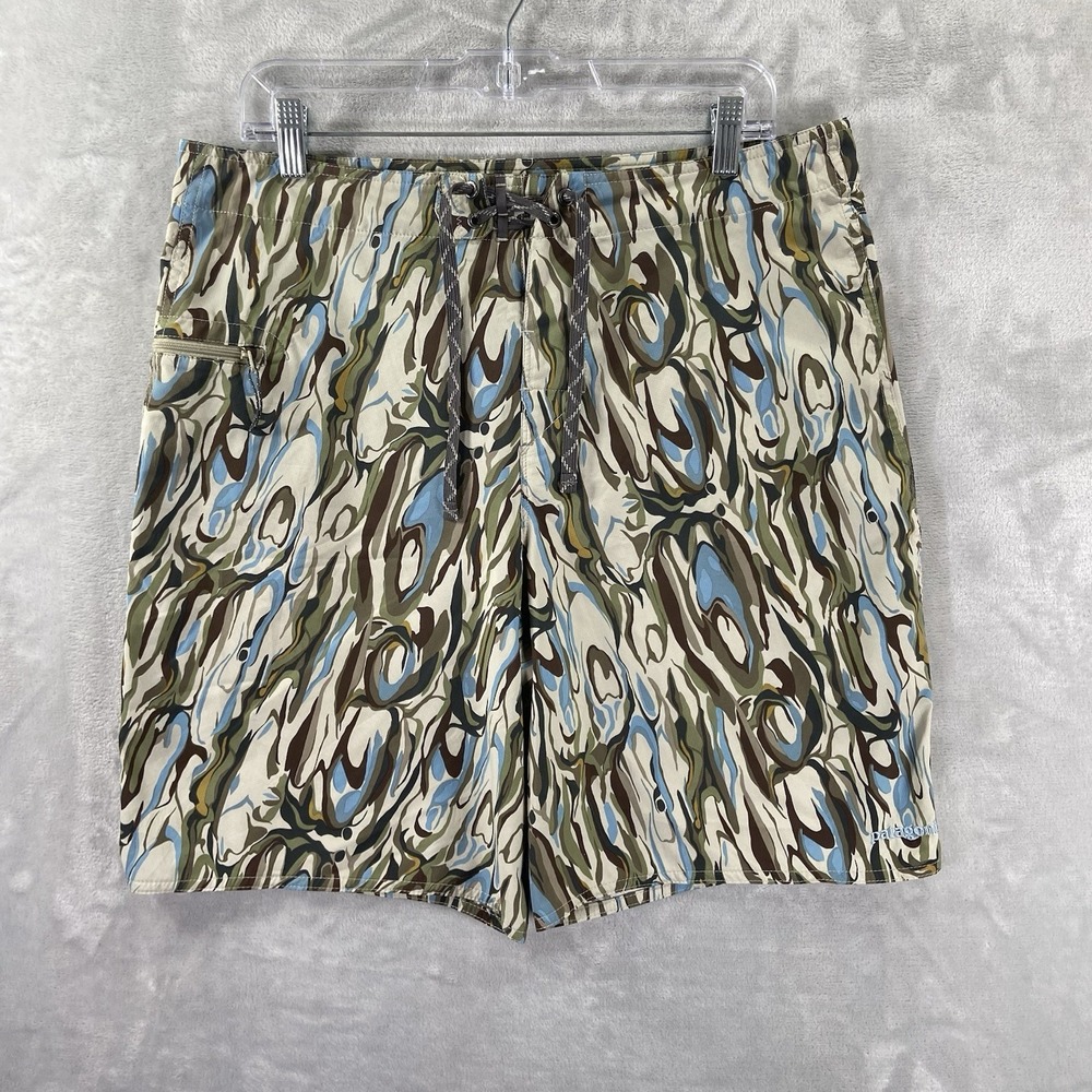 Patagonia Board Shorts Mens 34 Quick Dry Abstract AOP Print 9" Inseam Swim
